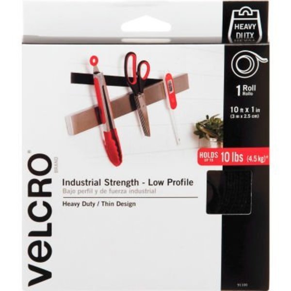 Velcro Brand Reclosable Fastener, 10 ft, 1" Wd, Black 91100